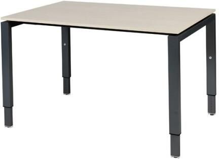Schaffenburg Domino bureau hoogte instelbaar (62-85cm) met 120x80cm'zwevend'lindberg eiken 20mm blad en zwart (RAL9011) N-poot frame