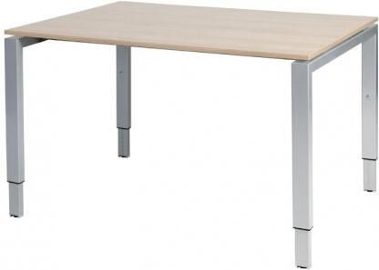 Schaffenburg Domino bureau hoogte instelbaar (62-85cm) met 120x90cm'zwevend'kersen licht 20mm blad en aluminium (RAL9006) N-poot frame