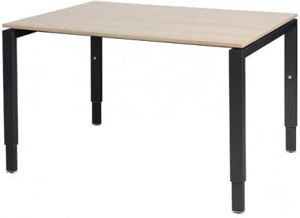 Schaffenburg Domino bureau hoogte instelbaar (62-85cm) met 120x90cm'zwevend'kersen licht 20mm blad en zwart (RAL9011) N-poot frame