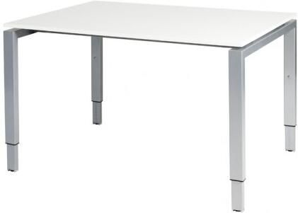 Schaffenburg Domino bureau hoogte instelbaar (62-85cm) met 120x90cm'zwevend'krijtwit 20mm blad en aluminium (RAL9006) N-poot frame