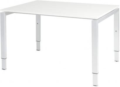 Schaffenburg Domino bureau hoogte instelbaar (62-85cm) met 120x90cm'zwevend'licht grijs 20mm blad en wit (RAL9010) N-poot frame