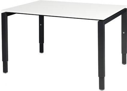 Schaffenburg Domino bureau hoogte instelbaar (62-85cm) met 120x90cm'zwevend'licht grijs 20mm blad en zwart (RAL9011) N-poot frame