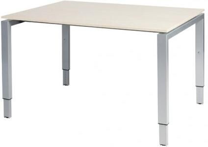 Schaffenburg Domino bureau hoogte instelbaar (62-85cm) met 120x90cm'zwevend'lindberg eiken 20mm blad en aluminium (RAL9006) N-poot frame