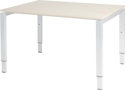 Schaffenburg Domino bureau hoogte instelbaar (62-85cm) met 120x90cm'zwevend'lindberg eiken 20mm blad en wit (RAL9010) N-poot frame