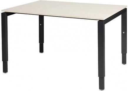 Schaffenburg Domino bureau hoogte instelbaar (62-85cm) met 120x90cm'zwevend'lindberg eiken 20mm blad en zwart (RAL9011) N-poot frame