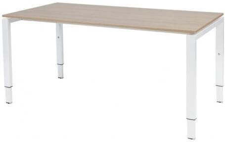 Schaffenburg Domino bureau hoogte instelbaar (62-85cm) met 160x80cm'zwevend'kersen licht 20mm blad en wit (RAL9010) N-poot frame