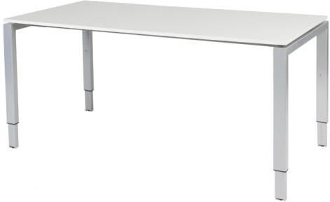 Schaffenburg Domino bureau hoogte instelbaar (62-85cm) met 160x80cm'zwevend'licht grijs 20mm blad en aluminium (RAL9006) N-poot frame
