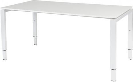 Schaffenburg Domino bureau hoogte instelbaar (62-85cm) met 160x80cm'zwevend'krijtwit 20mm blad en wit (RAL9010) N-poot frame