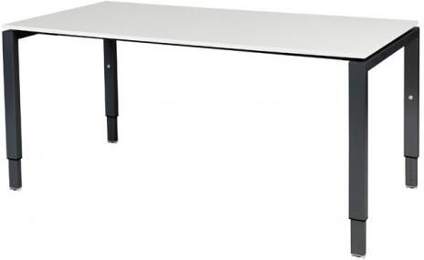 Schaffenburg Domino bureau hoogte instelbaar (62-85cm) met 160x80cm'zwevend'licht grijs 20mm blad en zwart (RAL9011) N-poot frame