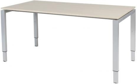 Schaffenburg Domino bureau hoogte instelbaar (62-85cm) met 160x80cm'zwevend'lindberg eiken 20mm blad en aluminium (RAL9006) N-poot frame
