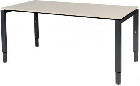 Schaffenburg Domino bureau hoogte instelbaar (62-85cm) met 160x80cm'zwevend'lindberg eiken 20mm blad en zwart (RAL9011) N-poot frame