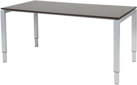 Schaffenburg Domino bureau hoogte instelbaar (62-85cm) met 160x80cm'zwevend'wenge donker 20mm blad en aluminium (RAL9006) N-poot frame