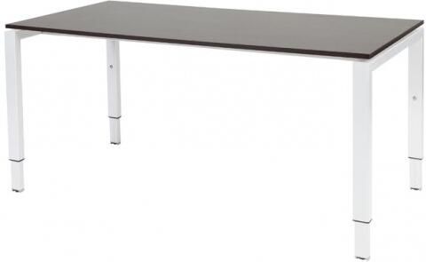 Schaffenburg Domino bureau hoogte instelbaar (62-85cm) met 160x80cm'zwevend'wenge donker 20mm blad en wit (RAL9010) N-poot frame