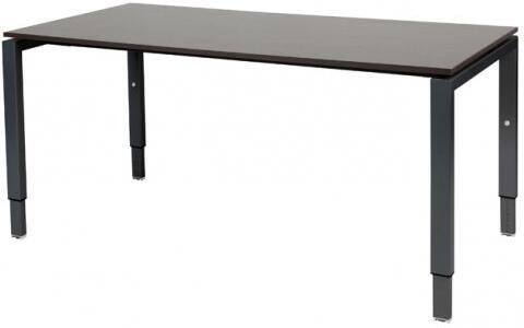 Schaffenburg Domino bureau hoogte instelbaar (62-85cm) met 160x80cm'zwevend'wenge donker 20mm blad en zwart (RAL9011) N-poot frame