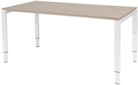 Schaffenburg Domino bureau hoogte instelbaar (62-85cm) met 160x90cm'zwevend'kersen licht 20mm blad en wit (RAL9010) N-poot frame