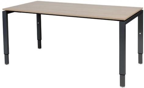 Schaffenburg Domino bureau hoogte instelbaar (62-85cm) met 160x90cm'zwevend'kersen licht 20mm blad en zwart (RAL9011) N-poot frame