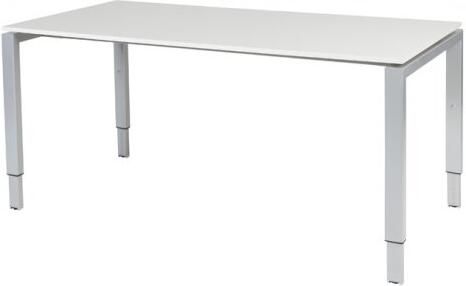 Schaffenburg Domino bureau hoogte instelbaar (62-85cm) met 160x90cm'zwevend'licht grijs 20mm blad en aluminium (RAL9006) N-poot frame