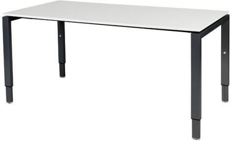 Schaffenburg Domino bureau hoogte instelbaar (62-85cm) met 160x90cm'zwevend'krijtwit 20mm blad en zwart (RAL9011) N-poot frame