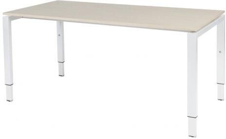 Schaffenburg Domino bureau hoogte instelbaar (62-85cm) met 160x90cm'zwevend'lindberg eiken 20mm blad en wit (RAL9010) N-poot frame