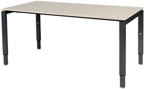 Schaffenburg Domino bureau hoogte instelbaar (62-85cm) met 160x90cm'zwevend'lindberg eiken 20mm blad en zwart (RAL9011) N-poot frame