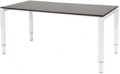 Schaffenburg Domino bureau hoogte instelbaar (62-85cm) met 160x90cm'zwevend'wenge donker 20mm blad en wit (RAL9010) N-poot frame