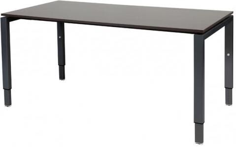 Schaffenburg Domino bureau hoogte instelbaar (62-85cm) met 160x90cm'zwevend'wenge donker 20mm blad en zwart (RAL9011) N-poot frame