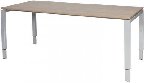 Schaffenburg Domino bureau hoogte instelbaar (62-85cm) met 180x80cm'zwevend'kersen licht 20mm blad en aluminium (RAL9006) N-poot frame