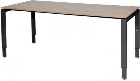 Schaffenburg Domino bureau hoogte instelbaar (62-85cm) met 180x80cm'zwevend'kersen licht 20mm blad en zwart (RAL9011) N-poot frame