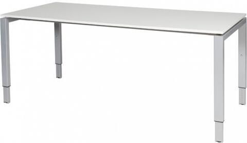 Schaffenburg Domino bureau hoogte instelbaar (62-85cm) met 180x80cm'zwevend'licht grijs 20mm blad en aluminium (RAL9006) N-poot frame