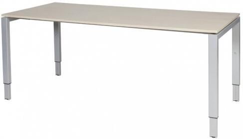 Schaffenburg Domino bureau hoogte instelbaar (62-85cm) met 180x80cm'zwevend'lindberg eiken 20mm blad en aluminium (RAL9006) N-poot frame