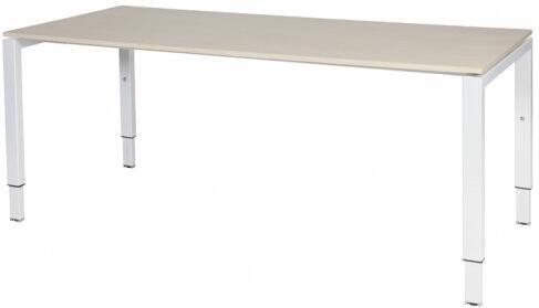 Schaffenburg Domino bureau hoogte instelbaar (62-85cm) met 180x80cm'zwevend'lindberg eiken 20mm blad en wit (RAL9010) N-poot frame