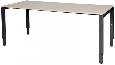 Schaffenburg Domino bureau hoogte instelbaar (62-85cm) met 180x80cm'zwevend'lindberg eiken 20mm blad en zwart (RAL9011) N-poot frame