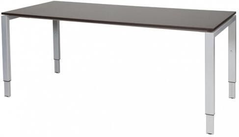 Schaffenburg Domino bureau hoogte instelbaar (62-85cm) met 180x80cm'zwevend'wenge donker 20mm blad en aluminium (RAL9006) N-poot frame