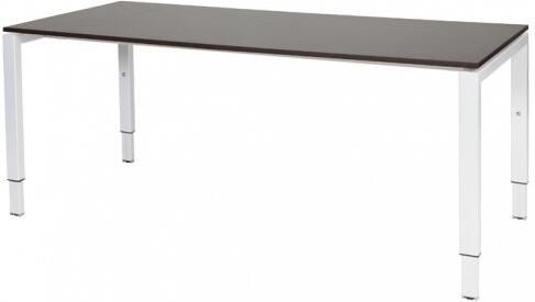 Schaffenburg Domino bureau hoogte instelbaar (62-85cm) met 180x80cm'zwevend'wenge donker 20mm blad en wit (RAL9010) N-poot frame