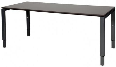 Schaffenburg Domino bureau hoogte instelbaar (62-85cm) met 180x80cm'zwevend'wenge donker 20mm blad en zwart (RAL9011) N-poot frame