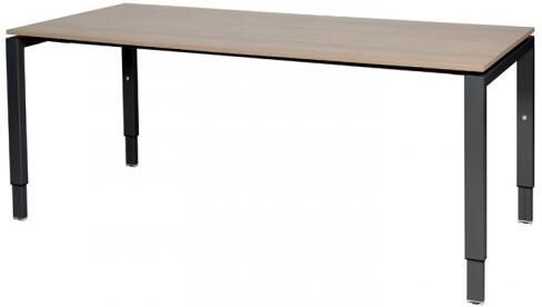 Schaffenburg Domino bureau hoogte instelbaar (62-85cm) met 180x90cm'zwevend'kersen licht 20mm blad en zwart (RAL9011) N-poot frame