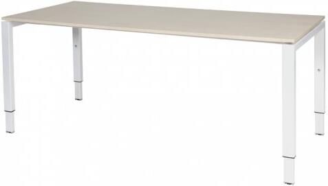 Schaffenburg Domino bureau hoogte instelbaar (62-85cm) met 180x90cm'zwevend'lindberg eiken 20mm blad en wit (RAL9010) N-poot frame