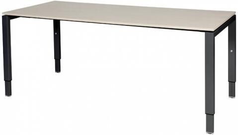 Schaffenburg Domino bureau hoogte instelbaar (62-85cm) met 180x90cm'zwevend'lindberg eiken 20mm blad en zwart (RAL9011) N-poot frame