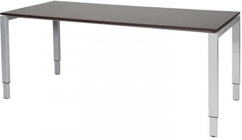 Schaffenburg Domino bureau hoogte instelbaar (62-85cm) met 180x90cm'zwevend'wenge donker 20mm blad en aluminium (RAL9006) N-poot frame