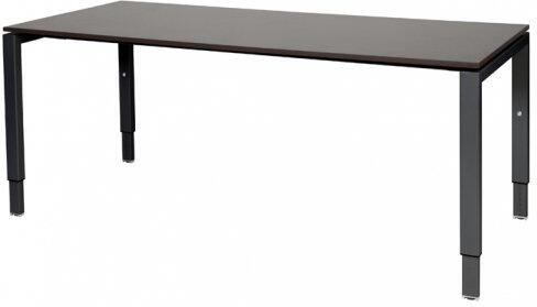 Schaffenburg Domino bureau hoogte instelbaar (62-85cm) met 180x90cm'zwevend'wenge donker 20mm blad en zwart (RAL9011) N-poot frame