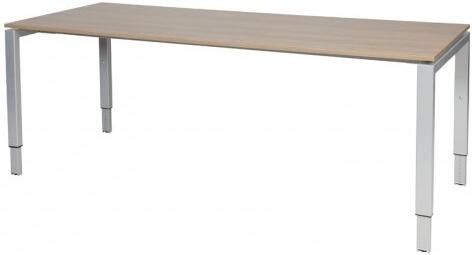 Schaffenburg Domino bureau hoogte instelbaar (62-85cm) met 200x80cm'zwevend'kersen licht 20mm blad en aluminium (RAL9006) N-poot frame