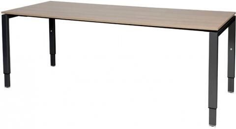 Schaffenburg Domino bureau hoogte instelbaar (62-85cm) met 200x80cm'zwevend'kersen licht 20mm blad en zwart (RAL9011) N-poot frame