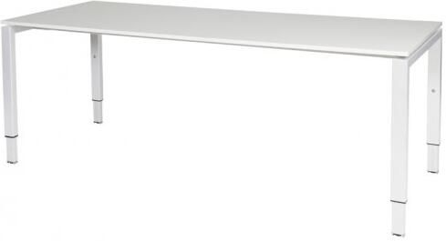 Schaffenburg Domino bureau hoogte instelbaar (62-85cm) met 200x80cm'zwevend'krijtwit 20mm blad en wit (RAL9010) N-poot frame