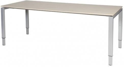 Schaffenburg Domino bureau hoogte instelbaar (62-85cm) met 200x80cm'zwevend'lindberg eiken 20mm blad en aluminium (RAL9006) N-poot frame