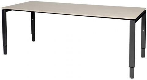 Schaffenburg Domino bureau hoogte instelbaar (62-85cm) met 200x80cm'zwevend'lindberg eiken 20mm blad en zwart (RAL9011) N-poot frame
