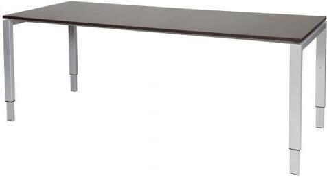 Schaffenburg Domino bureau hoogte instelbaar (62-85cm) met 200x80cm'zwevend'wenge donker 20mm blad en aluminium (RAL9006) N-poot frame