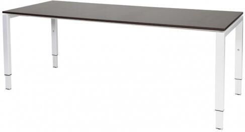 Schaffenburg Domino bureau hoogte instelbaar (62-85cm) met 200x80cm'zwevend'wenge donker 20mm blad en wit (RAL9010) N-poot frame