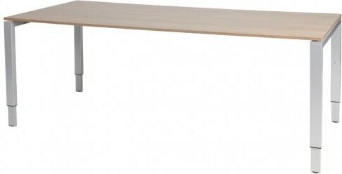 Schaffenburg Domino bureau hoogte instelbaar (62-85cm) met 200x90cm'zwevend'kersen licht 20mm blad en aluminium (RAL9006) N-poot frame