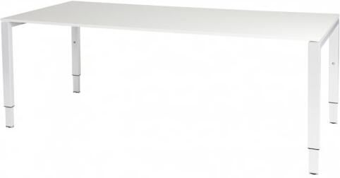 Schaffenburg Domino bureau hoogte instelbaar (62-85cm) met 200x90cm'zwevend'licht grijs 20mm blad en wit (RAL9010) N-poot frame