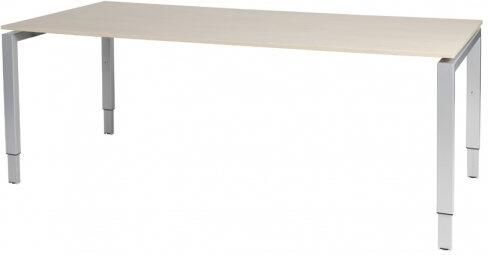 Schaffenburg Domino bureau hoogte instelbaar (62-85cm) met 200x90cm'zwevend'lindberg eiken 20mm blad en aluminium (RAL9006) N-poot frame